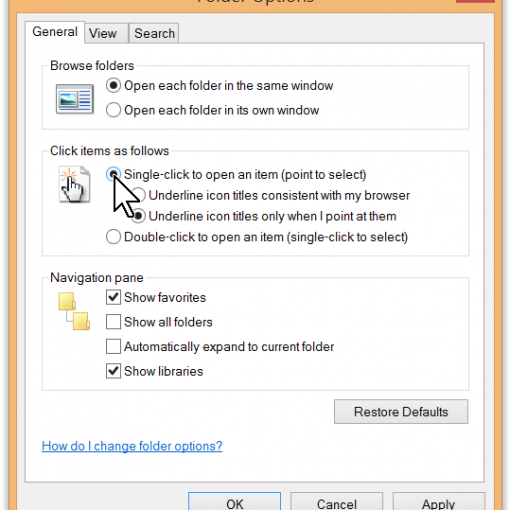 Windows 8 Explorer Options